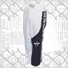 FIGHTERS - Pantalones de Kickboxing / Satín / Blanco-Negro