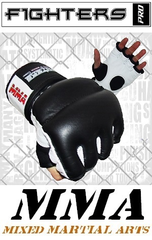FIGHTERS - MMA Gloves / Cage Fight / Black-White / Medium