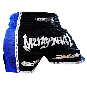 FIGHTERS - Shorts de boxe thai / Elite Pro Muay Thai / Noir-Bleu / Medium