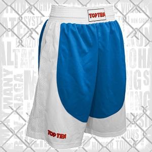 Top Ten - Shorts de boxeo para hombre / Azul-Blanco / XL